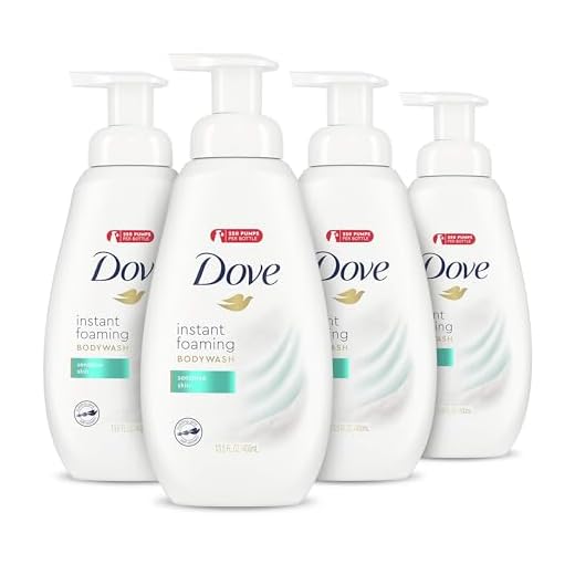Dove Instant Foaming Body Wash for Softer and Smoother Skin Sensitive Skin Effectively Washes Away Bacteria While Nourishing Your Skin 13.5 oz Pack of 4
