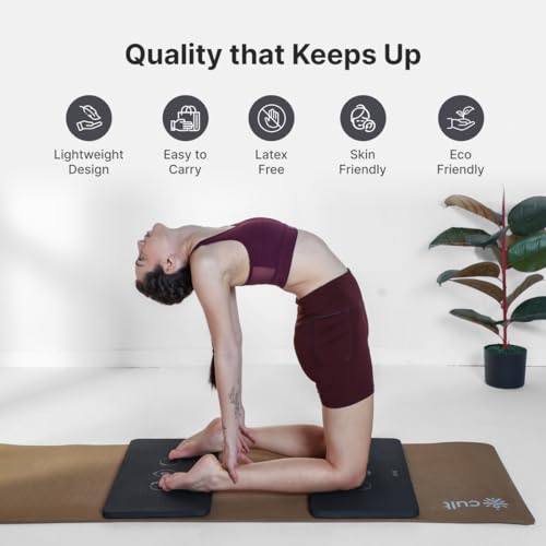 Image of CULT EVA Yoga Knee Pads for Men & Women (Pack of 2) Black 20mm Thick Non-Slip Joint Support Cushion for Yoga, Pilates, Meditation & Floor Exercises Lightweight, Durable & Portable Fitness Accessory