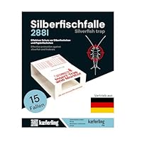 Catchmaster 288i 15x Monitoring-Klebefallen für Silberfische - 100% Giftfrei - Silberfischfalle mit Starkem Kleber - Für Haushalte mit Kindern & Haustieren zur Befallskontrolle - 5 Blätter à 3 Fallen