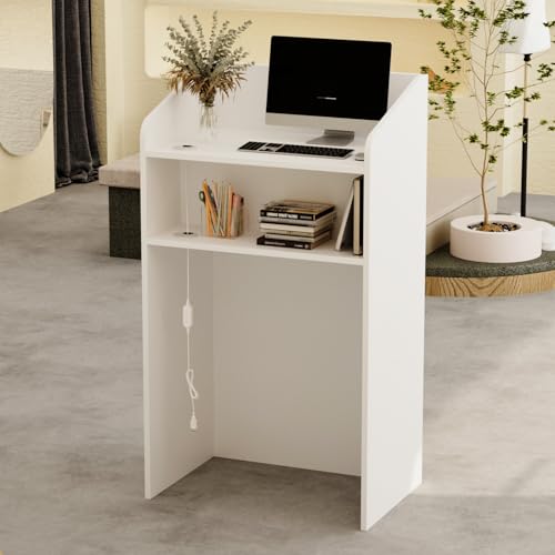 Comptoir de réception Compact LED, 59 × 39 × 105 cm, Blanc – vue 9