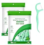 200 Stück Zahnseide Sticks Minze Dental floss Mint,zahnstocher mit geschmack Mint,Kunststoff Dental Floss Sticks Zahnpflege,Einfach Zahnreinigung für engen Zahnzwischenräume,das Zahnfleisch gesund.