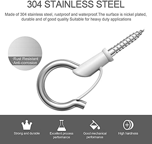 Blifula 304 Stainless Steel Q-Hanger Hooks with Screw, Christmas Lights Hooks for Outdoor Hooks for String Lights and Garage New Year Party Fairy Lights Hooks (22 pcs+1 pcs)