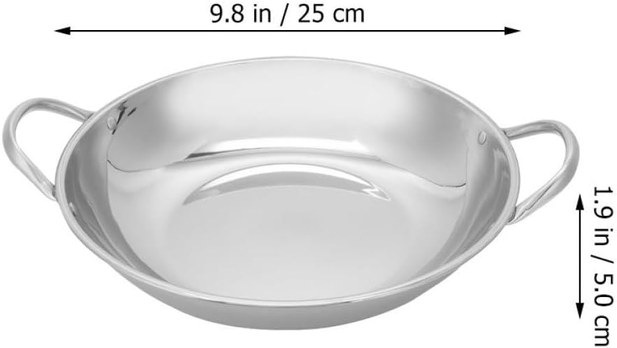 BESTonZON Skillet Pan Stainless Steel Paella Pan, Restaurant Pans for Cooking, Ideal for Outdoors, Camping, Parties, 26cm