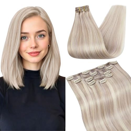 Extension cheveux naturel clip highlight platine pour volume