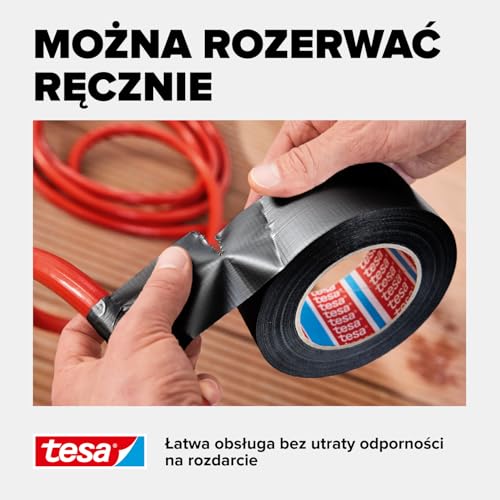 tesa extra Power uniwersalna taśma dwustronna - bardzo mocna taśma samoprzylepna - uniwersalna taśma dwustronna do napraw, mocowania, uszczelniania i nie tylko - czarny - 1 rolka - 10 m x 50 mm