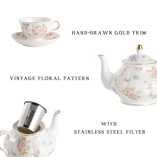 Sweejar Floral Ceramic Teapot with Infuser