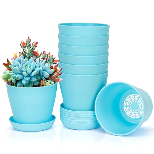 Bchjatk 8 Pcs Plant Pots,3.8" Indoor Planter,Planters for Outdoor Plants,Plastic Pots for Plants,Nursery Pots for Plants,Pots for Plants,Small Flower Pots,Cactus Pot,Mini Flower Pots,Gardening Gifts