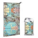 LPLSNWS Cartoon World map Quick-Drying Beach Towel, 16x31.5 inches, for Swimming, Camping, Travel, and as an Outdoor Blanket.