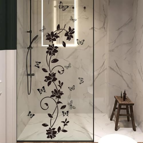 Vinilo decorativo pared flores negra 30x90 cm miniatura 2