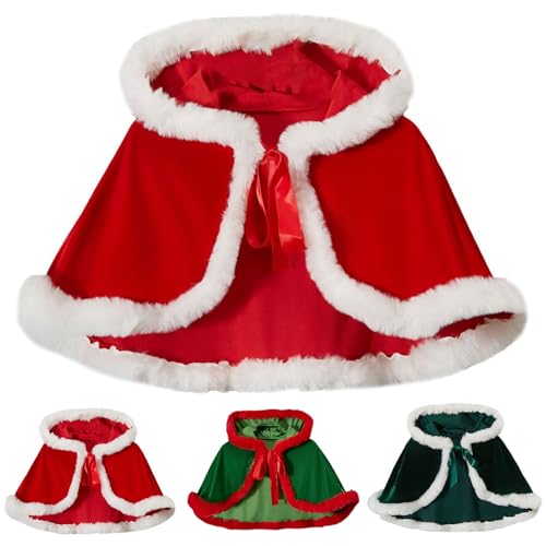 Weihnachts Kostüm Umhang Weihnachten Roter Mantel für Frauen und Mädchen Weihnachtsumhang für Damen, Weihnachtsmann-Umhang, Damenschal, Samt-Schal, Urlaubskostüm, Umhang, Schal, Winter-Outwear L