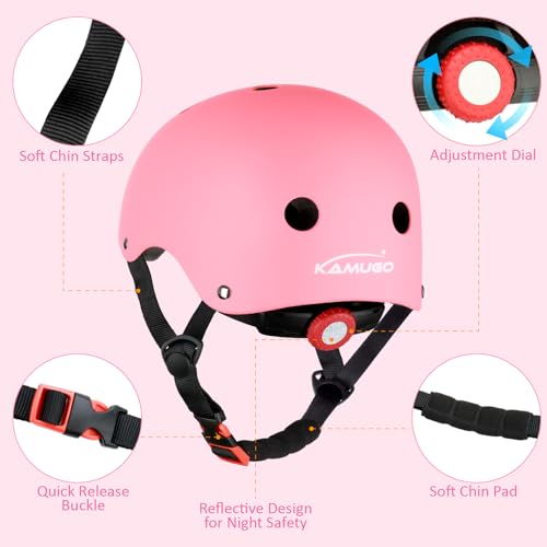 Image of KAMUGO Kids Adjustable Helmet, Suitable for Toddler Kids Ages 3-8 Boys Girls, Multi-Sport Safety Cycling Skating Scooter Helmet