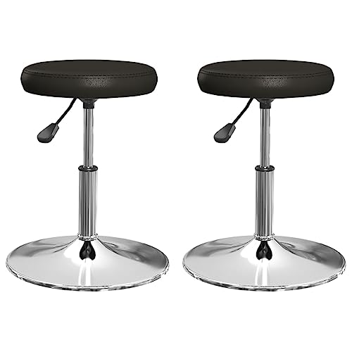 vidaXL 2X Chaises à Dîner Sièges de Pub Chaises Pivotantes de Bar Tabourets de Comptoir Sièges de Bistrot Maison Intérieur Noir Similicuir