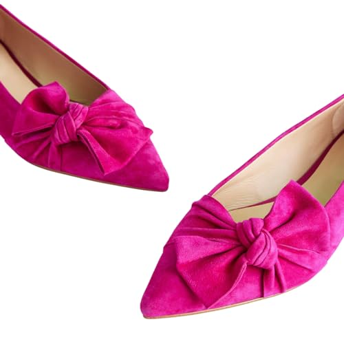 Women’s Knot Pumps Low Block Heel Bows Flats Pointed Toe Slip On Shoes Working Dating Daily Size 4-16 US4