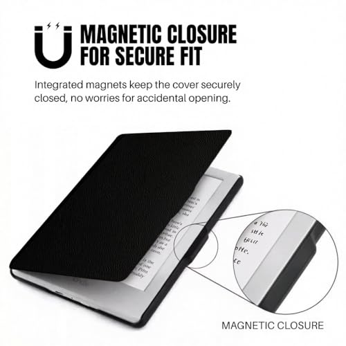 Image of MOCA Case for Kindle Paperwhite 12th Gen 7 inch (2024) & Kindle Colorsoft 7 inch (2025), Slim PU Leather Cover with Auto Wake /Sleep, Magnetic Closure, Lightweight (Black)