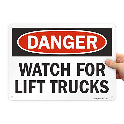 Panneau Danger Watch For Lift Trucks aluminium 25,4 x 35,6 cm pour éviter les accidents de caristes