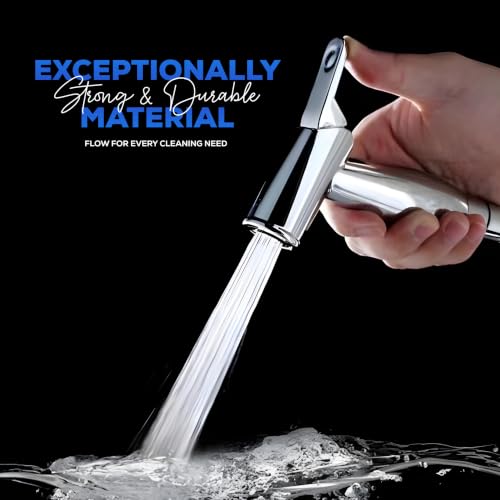 Image of Amazon Basics Health Faucet Set - Premium Jet Spray Gun with Pipe for Toilet | Bathroom Bidet Sprayer Kit Pack of 1