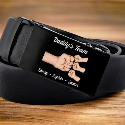 Squad Of Daddy - Family Personalized Custom Printed Belt Buckle - Father's Day, Gift For Dad, Grandpa Daddy's Team Fist Bumps Personalized Belt For Men Dad, Custom Gifts For Fathers Day4