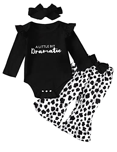 Image of Aslaylme Newborn Girl Clothes Baby Flare Pant Outfit A Little Bit Dramatic Bodysuit
