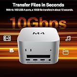 ACASIS Stacja dokująca Mac Mini M4 z podstawą i podwójną zatoką na dysk NVMe SSD, aluminiowy hub HDMI dla Mac mini M4 i M4 Pro 2024, HDMI 4K60Hz, 4 x 10G USB A, PD 30W, SD/TF, obsługuje dyski SSD B+M