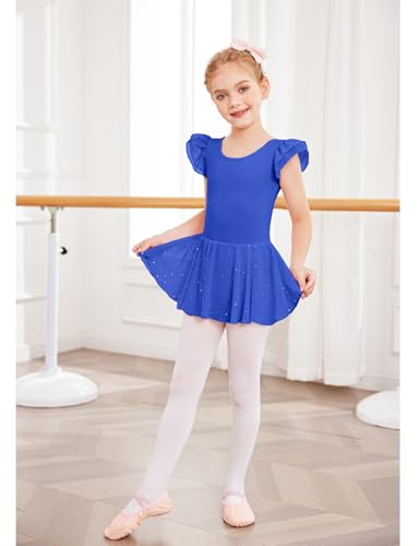 Image of Arshiner Girls Ruffle Sleeve Ballet Dance Dress Tutu Skirted Leotard