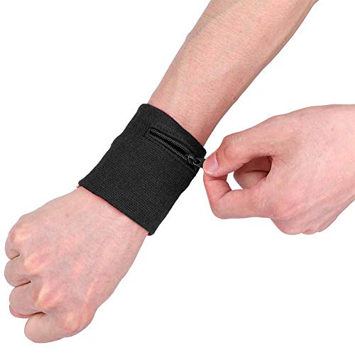 Sports Wristband Wallet, Zipper Workout Wallet Gym Key Holder Running Wrist Bag Breathable Pocket Sweatband Wrist Wallet for Running Cycling Sports Coin Keys Storage