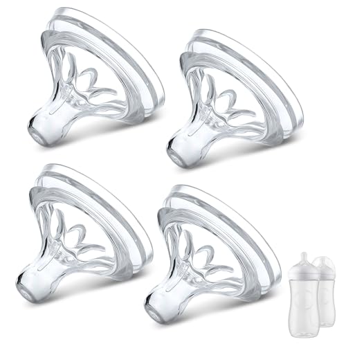 Image of 4 Packs Silicone Bottle Nipples Compatible with Philips Avent Natural Bottle, Replacement Bottle Nipple BPA-Free, No Spill, Anti-Colic, 0+ Month (Flow 2)