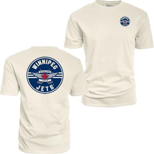 Winnipeg Jets NHL Officially Licensed T-Shirt Ringspun Front/Back Ivory Puck, Large