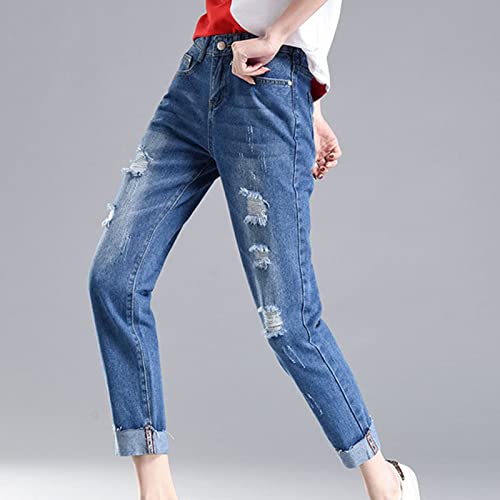 Maiyifu-GJ Women High Waist Ripped Skinny Jeans Boyfriend Slim Fit Washed Stretch Jean Juniors Distressed Pencil Denim Pants4