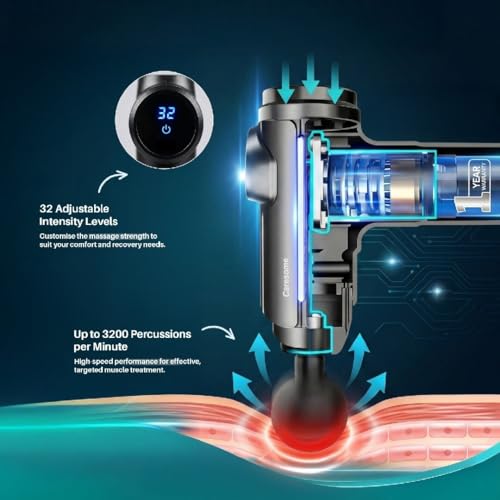 Image of Deep Tissue Bolt Hand Held Gun Massager |Percussion Massager for Full Body Pain Relief - Neck, Shoulder, Back, Foot|Ideal for Men & Women - Black