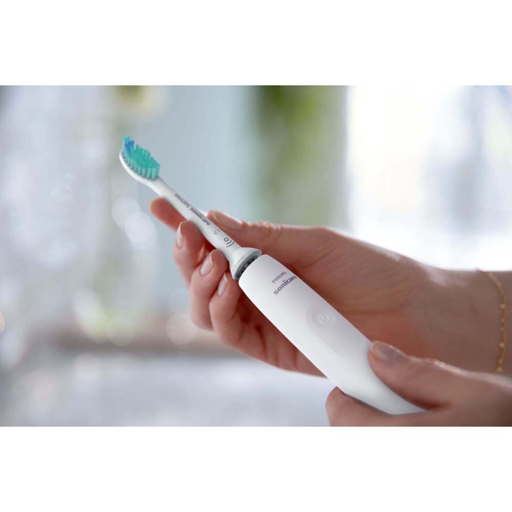 Philips Sonicare Elektrische Schallzahnbürste 3100 Serie mit integriertem Drucksensor, SmarTimer und QuadPacer, HX3673/13 weiß