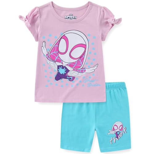 Marvel Spider-Gwen Ghost Spider Girls Short Sleeve T-Shirt and Bike Shorts Set for Toddler to Big Kids