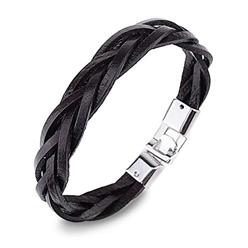 Preisvergleich Produktbild YooAi Leder Woven Armband Retro Manschette Bangle Men Wrap Armbänder BW