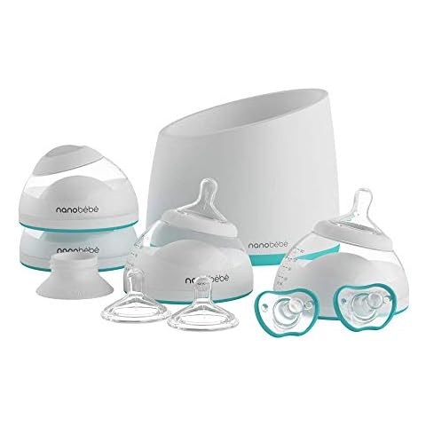 Nanobebe Baby Bottles Breastmilk Starter Set, Anti Colic Newborn Bottle Protects Breast Milk Nutrients for Breastfed, Includes Bottle Warmer (ttpm Award Winner) Cover