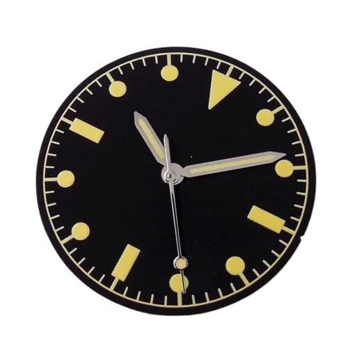 PVUVTNAHW クラシック 29mm パイロットスタイル 腕時計 文字盤 + 針セット アラビア数字 NH35 NH36 自動巻きムーブメント対応, 文字盤 針 H, For NH35 NH36