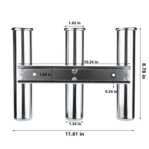 NovelBee 3 Tube Fishing Rod Holders for Boat,Stainless Fishing Pole Holders by NovelBee - Used condition - Image 2