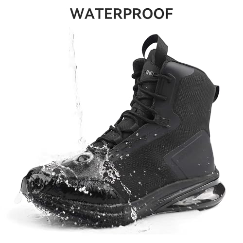 Women's Wide Tactical Work Boots Side Zipper Comfortable Arch Support Waterproof Military Boots Outdoor Lightweight Motorcycle Combat Hiking Boots2