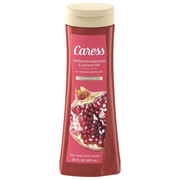 Caress, Body Wash, Tahitian Pomegranate & Coconut Milk, Exfoliating, 20 Ounce