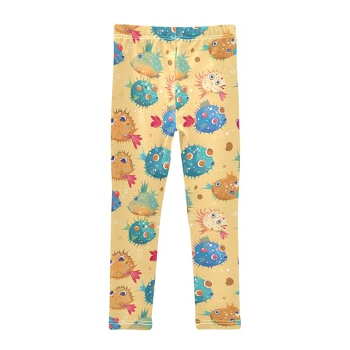 Cute Puffer Hawaiian Fish Kids Girl's Legging Soft Full Length Lounge Pants Exercise2