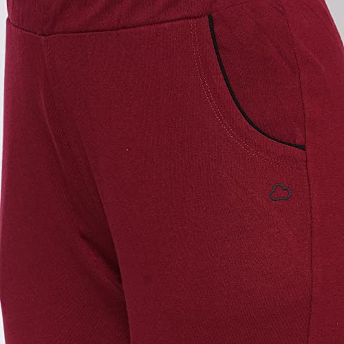 Image of Sweet Dreams Women Solid Cotton Rich Sleepwear /Loungewear Capris-Red