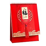 Calendrier de bureau 2023 décoration de bureau de 14 pages calendrier mensuel style chinois carte de marée nationale rouge calendrier bloc-notes cadeau de nouvel an ( Color : A , Size : 7.2in*10in )