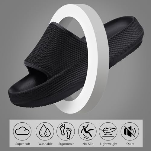 FJWYSANGU Kids Cloud Slides丨Boys Girls Bathroom Shower Sandals丨Open Toe Thick Sole Slip on Slippers丨Summer Non-slip Beach Pool Shoes3