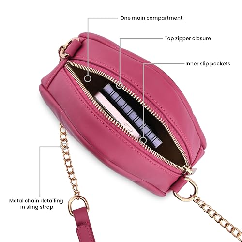Image of Fastrack Puff Sling with Detachable Pouch | Faux-Leather Women's Handbags | Sling for Casual Carry