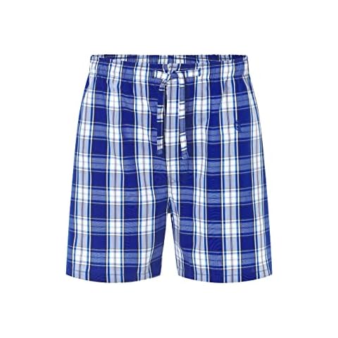 El Búho Nocturno - Checkered Poplin Shorts Egiptian Blue 100% Cotton Size 3 (M) Cover