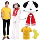 Couple Halloween Dog Costume Set, 6 Pcs Ears Headband Nose Tail Scarf Tee