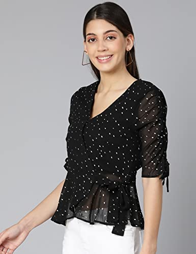 Image of Polka Print Black Color Women top