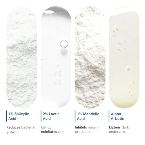 Image of Be Bodywise 4% Underarm Roll on | 1% Salicylic Acid, 1% Mandelic Acid, 2% Lactic Acid | Reduces Underarm Pigmentation & Body Odor | Alcohol & Aluminum Free | For Normal to Dry Skin | 50 ml x 2