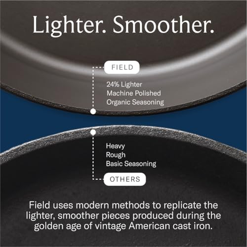 Field Company 11.63-Inch Cast Iron Skillet – Pre-Seasoned Large Frying Pan for Searing, Baking & Everyday Cooking, Lighter & Easy to Handle, Smooth, Made in USA (No.10, 4+ Servings) view 3