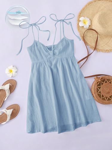 Image of SOLY HUX Women's Summer Cami Sun Dress A Line Tie Shoulder Y2k Cute Casual Short Mini Beach Babydoll Dresses