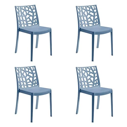 Totò Piccinni Sedia MATRIX in polipropilene design impilabile per esterno Made in Italy (4, Blu)
