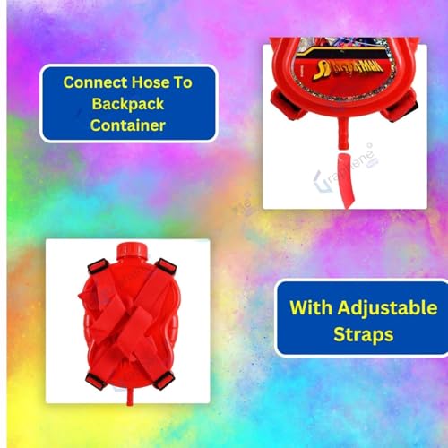 Image of GRAPHENE Red Holi Pichkari Water Gun with100 Balloon 500ml Back Holding Water Tank Pichkari High Pressure Water Spray Pistol Gun for Kids